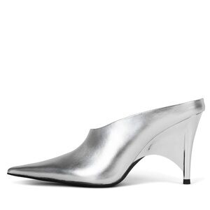Jeffrey Campbell Metallic Silver Pointed-Toe Mule Heels